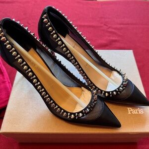 New Christian Louboutin Galativi Spiked Heels, Size 38